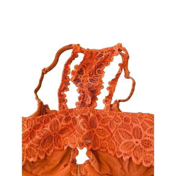 Pink Victoria's Secret Ornge Lace Front Hook Bra Size 32C - Picture 6 of 8